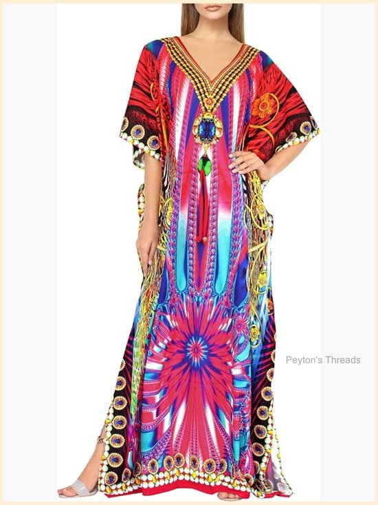 Other - Women's Caftan Long Boho Evening Gown Cover Up One Size